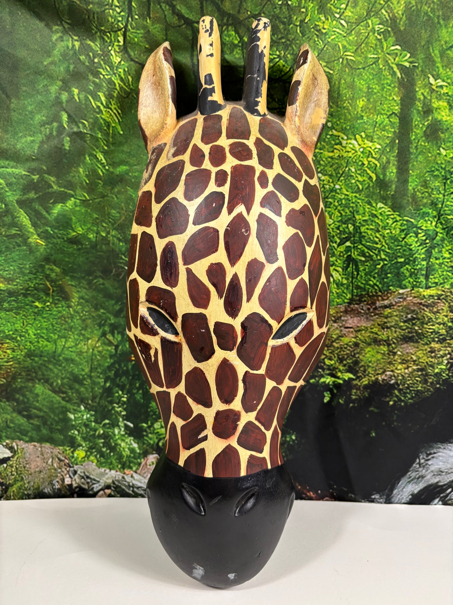 Wooden Giraffe Head Wall Hanging