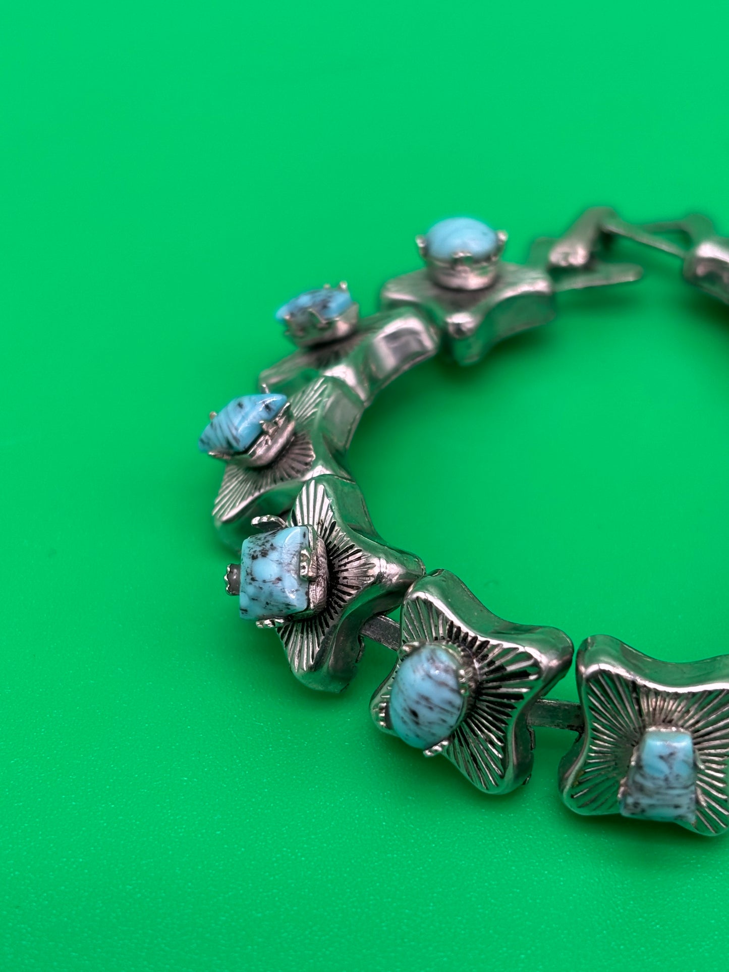 Vintage MCM High End Turquoise Tone 7" Bracelet