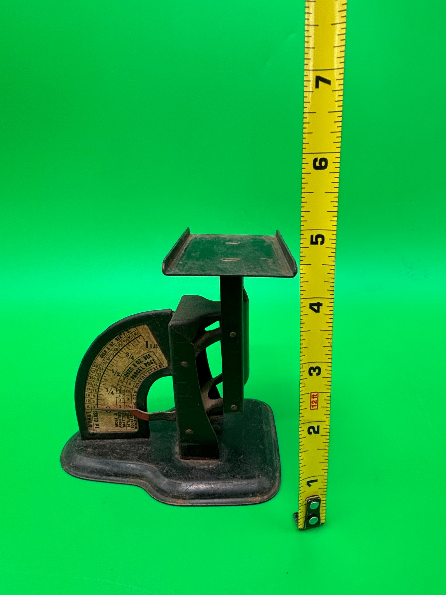 Antique “The GEM” U.S. Postal Letter Scale Desk Office Cast Iron c1910s Parcel Post Rate Chart