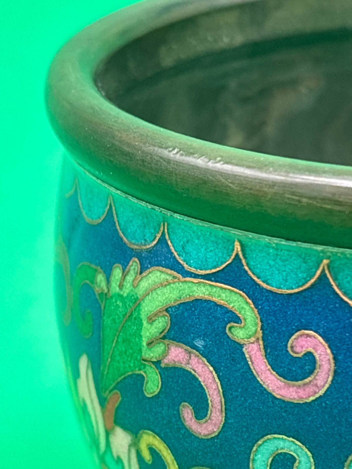 Chinese Cloisonne Enamel Copper Incense Burner Censer Qianlong Mark Floral