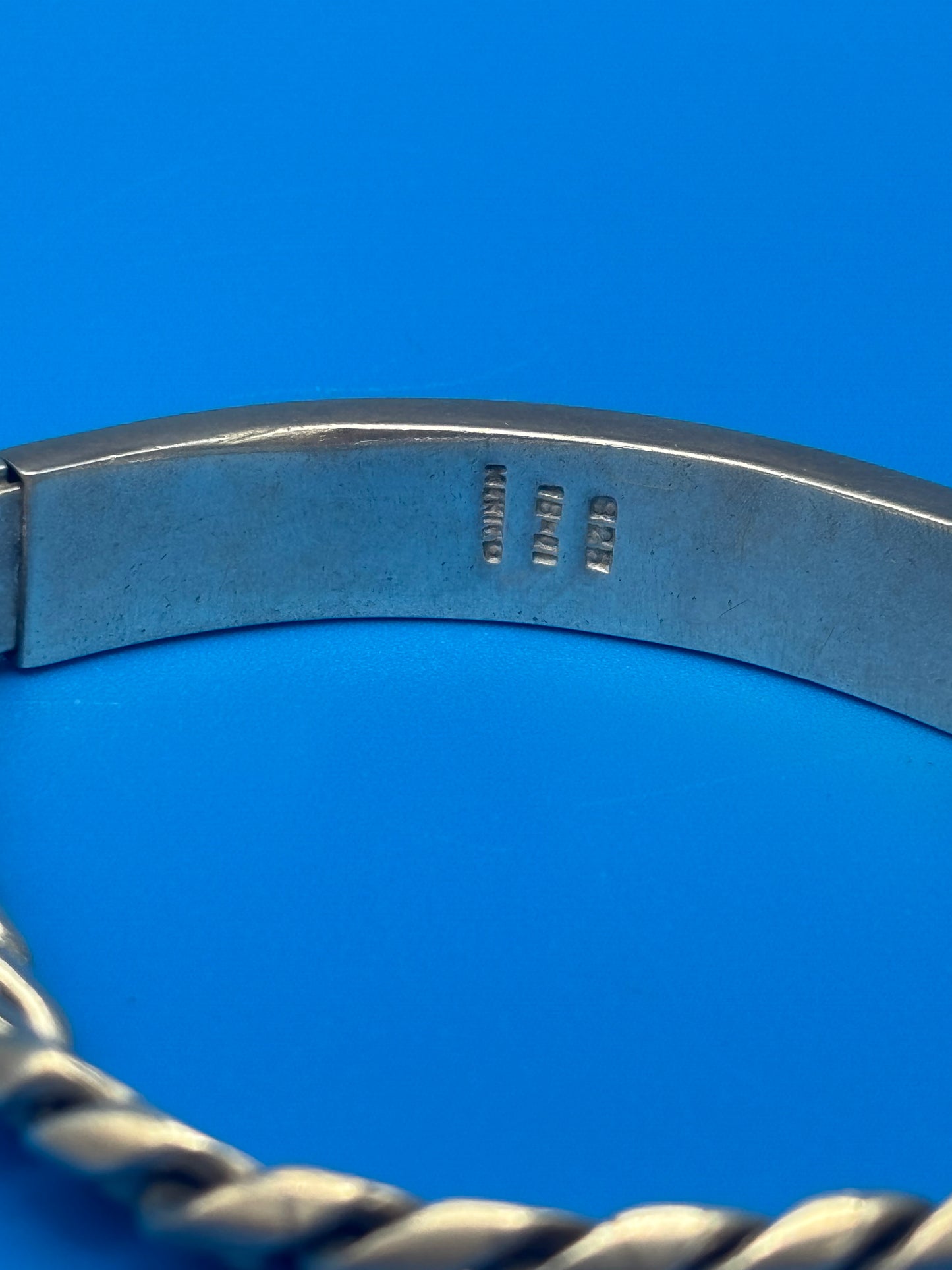 Heavy Vintage Mexico 925 Sterling Silver ID Bracelet Curb Link 65g Engraved BLANCA