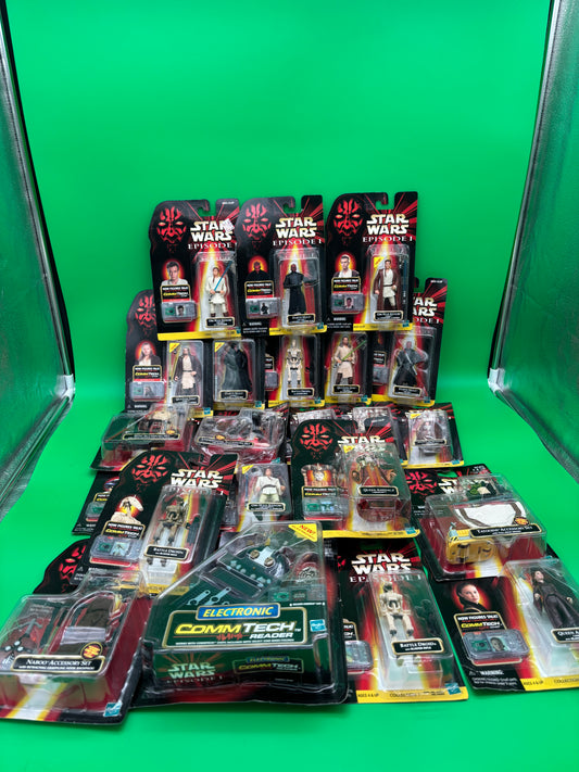 Lot of 21 Star Wars Episode 1 Figures Commtech NEW SEALED 24 items Total