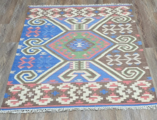 Turkish Bohemian Rug , Geometric Design Turkish Rug,Hand Made 4’x6’