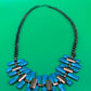 Vintage Estate MCM High End Enameled Copper 23.5” Modernist Statement Necklace Blue, G27504