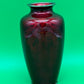Beautiful 7 1/8'' Showa Japanese Red Gimbari Cloisonne Enamel Floral Rose Vase