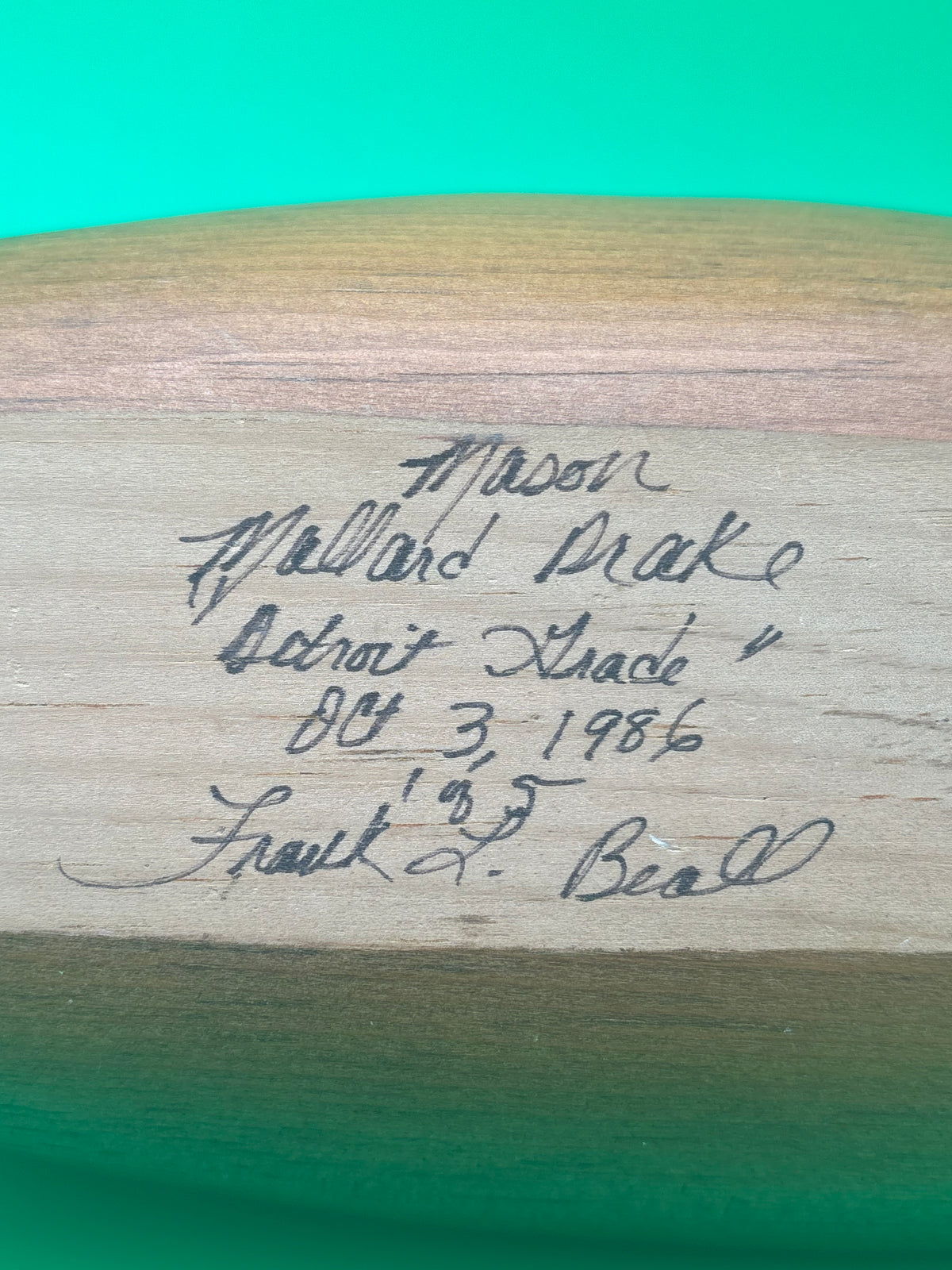 Vintage 1986 Frank L. Beall Mallard Drake Wooden Duck Decoy