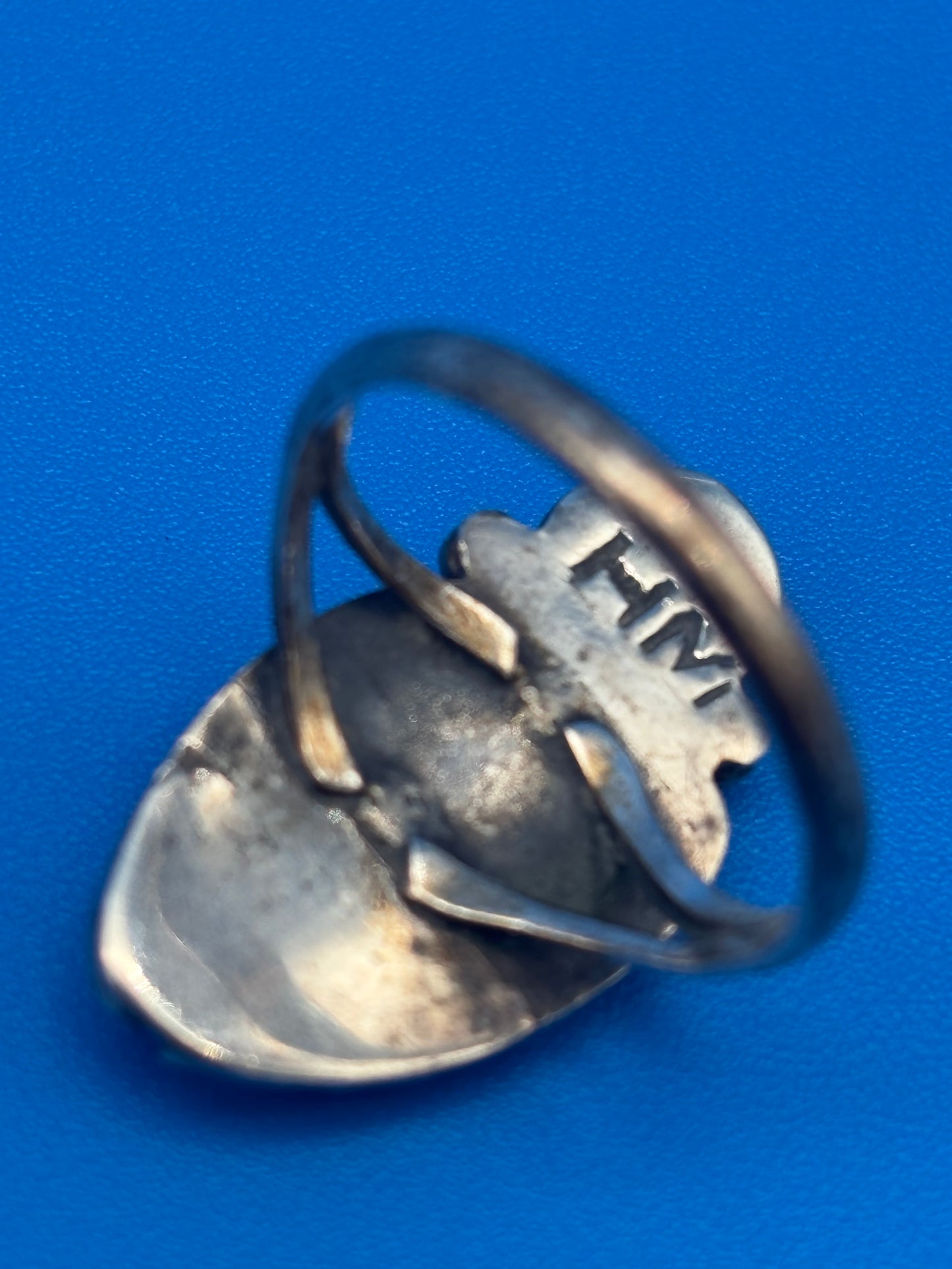 VTG Henry Mariano HM Navajo Sterling Silver Turquoise Coral Ring Size 8