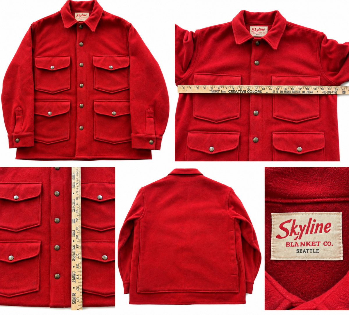 Vintage Skyline Blanket Co Seattle Red Wool Hunting Jacket 4 Pocket Workwear Men’s L