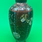 Antique Japanese Cloisonne Vase Meiji Floral Enamel Brown Ground 8” Unmarked
