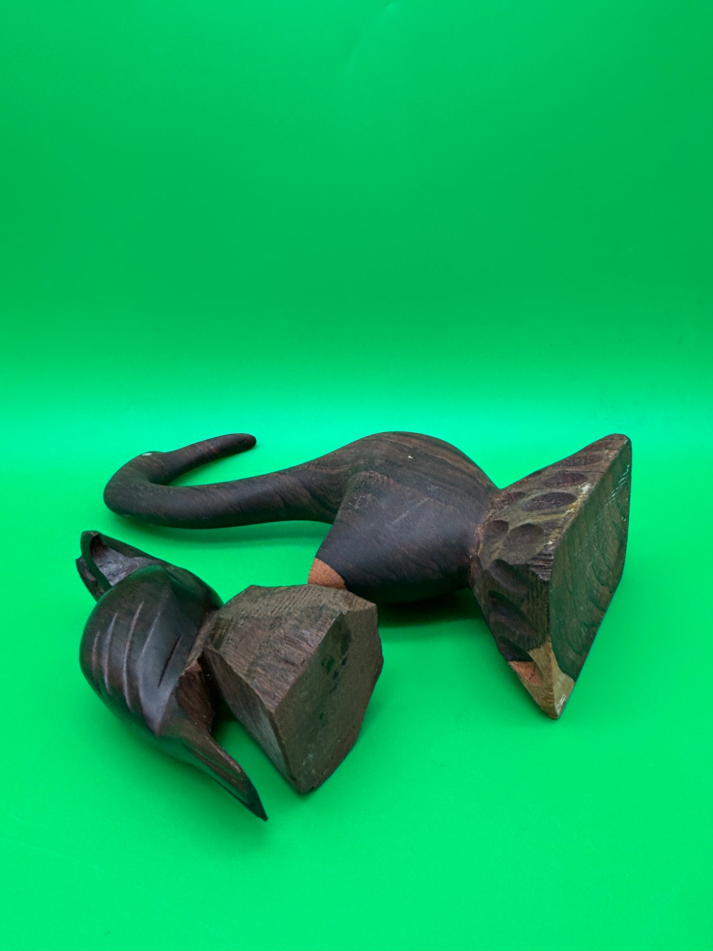 Vintage Carved Ironwood Bird Sculptures Lot of 2 Heron Eagle Folk Art MCM