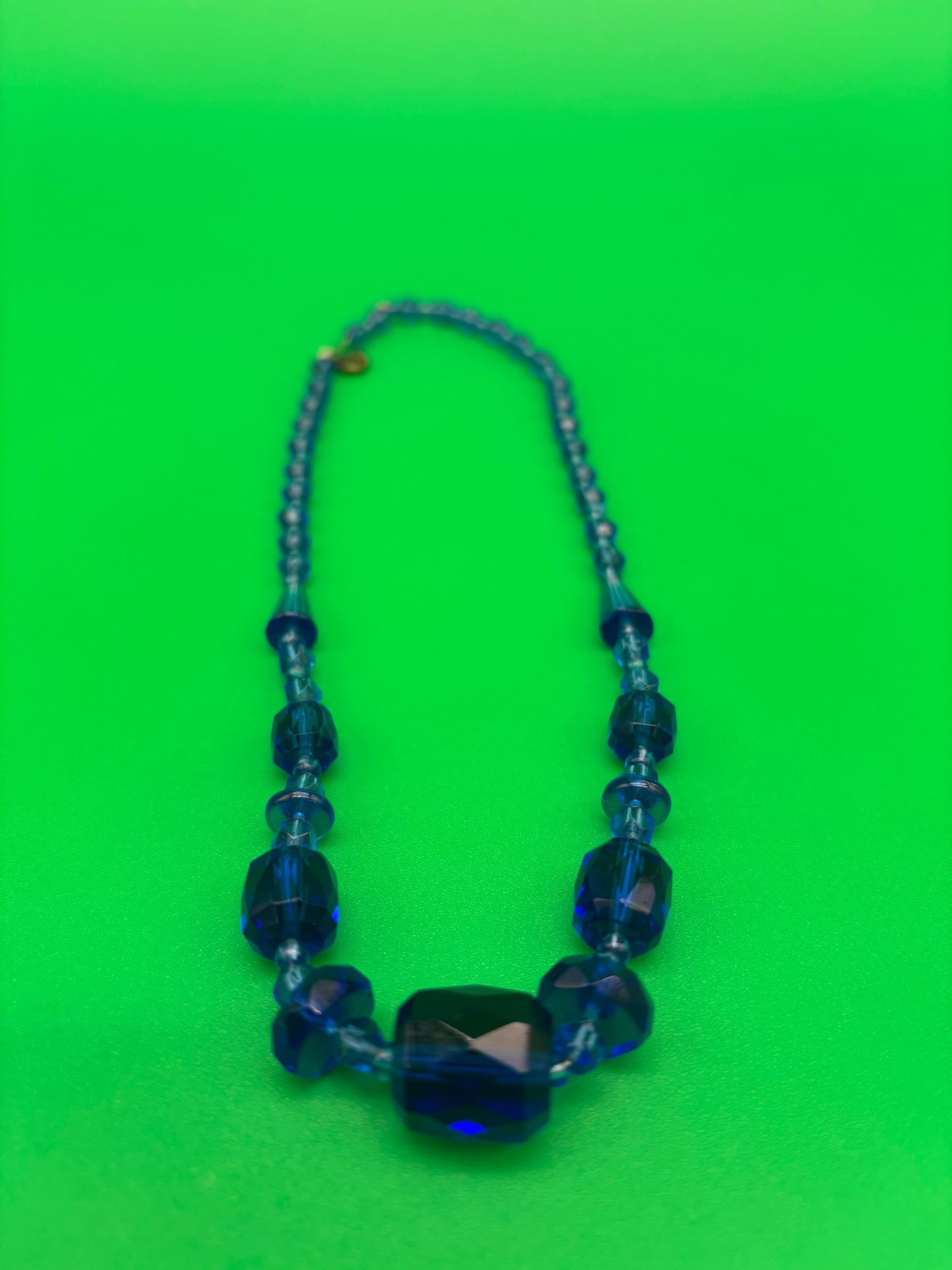 Vintage Faceted Blue Glass Necklace