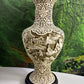 A Fabulous Chinese Cinnabar Intricate Asian Relief 15 Inch Vase W/Wood Stand/Base