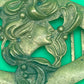 Antique Style Art Nouveau Brass Lady Profile Sash Belt Buckle Gibson Girl