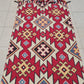Handwoven Kilim Style Runner Rug Red Geometric Tribal Southwestern Fringe Accent Rug 5.3’ x 2.6’