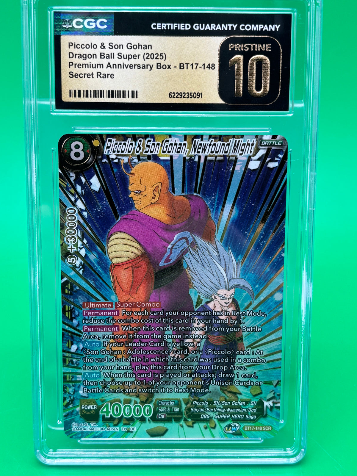2025 Dragon Ball Super Piccolo & Son Gohan BT17-148 SCR CGC Pristine 10