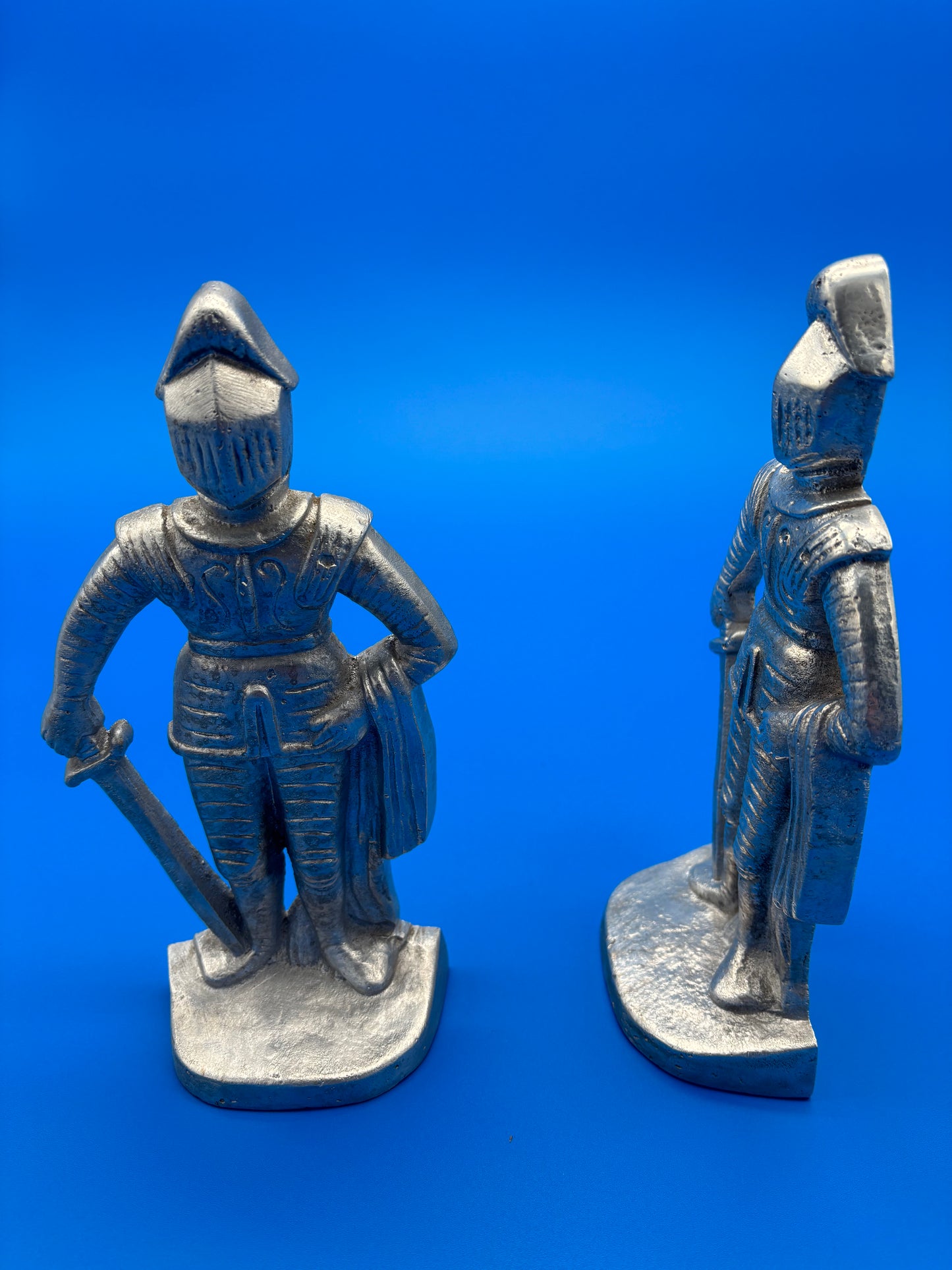 Aluminum Cast Knights Pair Vintage 9"H. Bookends