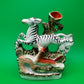 Antique Staffordshire Zebra Fox Spill Vase Victorian c1860 Pottery 8”