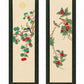 Vintage Chinese Lin Sheng Signed Silk Scroll Paintings Pair Birds Fruit 40”