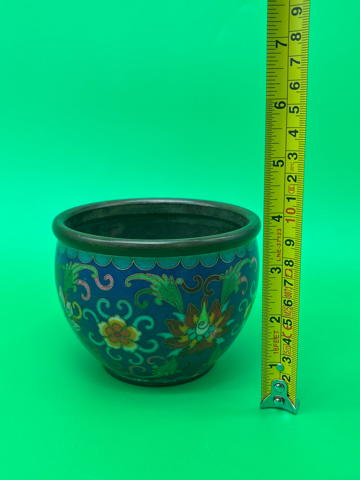 Chinese Cloisonne Enamel Copper Incense Burner Censer Qianlong Mark Floral