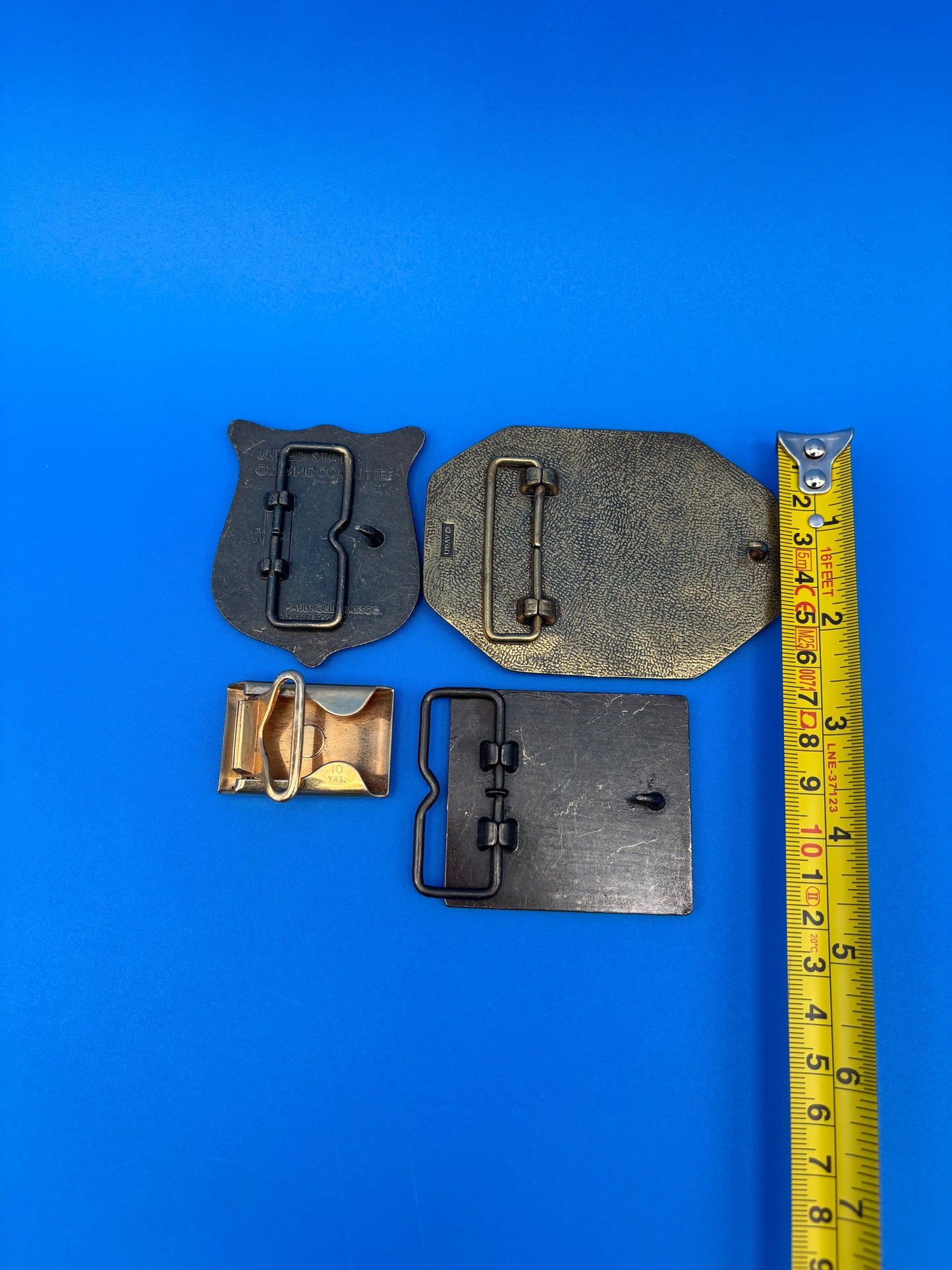 Vintage Belt Buckle & Money Clip Lot Avon Train USA Olympics Westinghouse 4 Pc