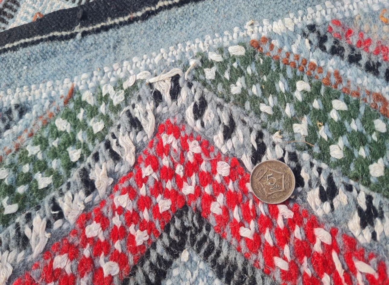 Rare Hand Knotted Vintage Morocco Sumouk Kilim Kilm Wool Area Rug 5 x 3 Ft