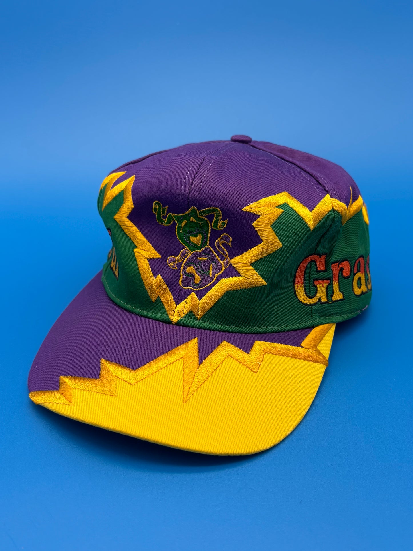Vintage Mardi Gras Rare Hat SnapBack Lightning Bolt Thunder Jagged Edge Cap