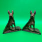 Vintage Art Deco German Shepherd Dog Bookends Pair Cast Iron Bronze Finish Heavy 6”