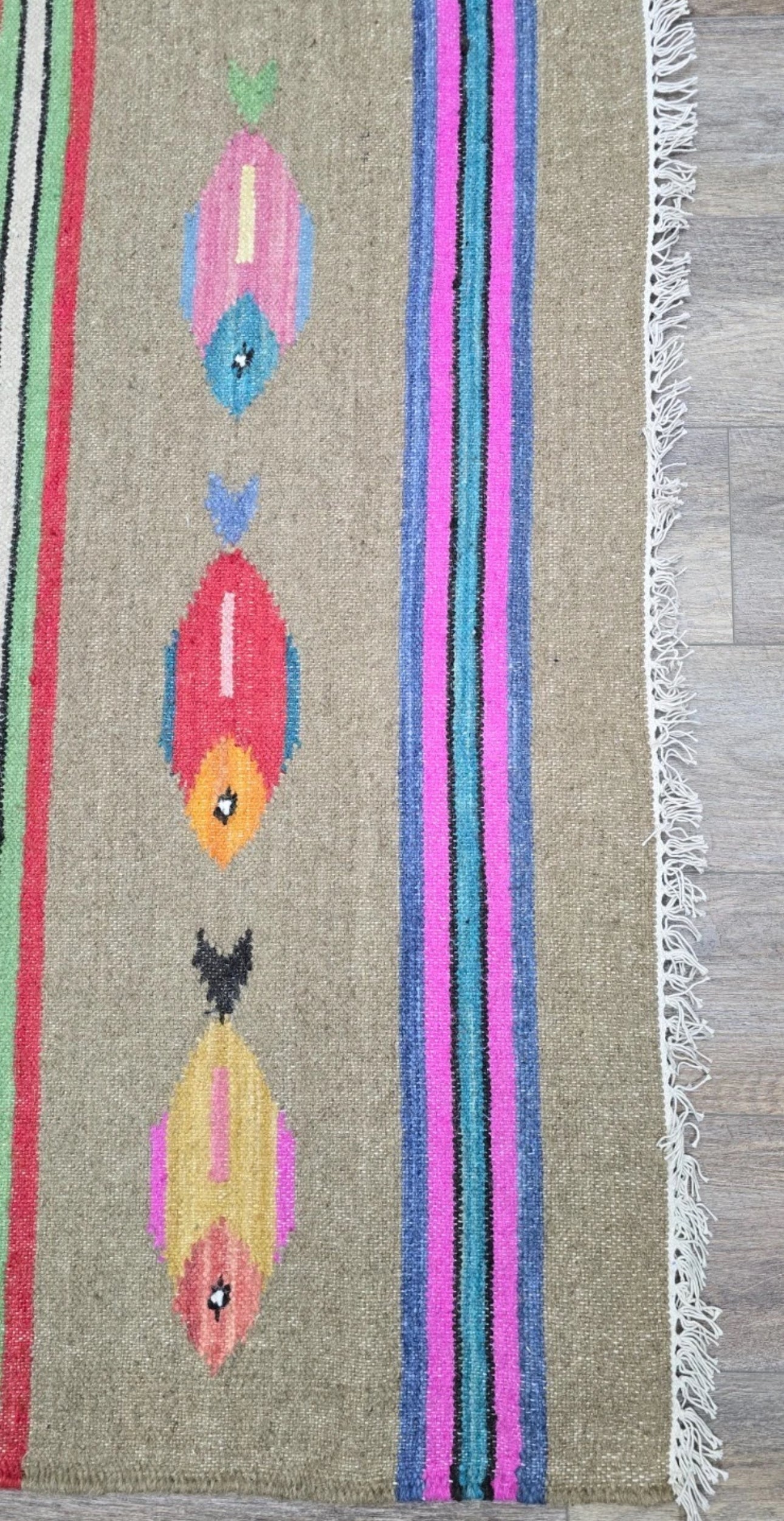 Turkish Bohemian Rug, Tree Of Life, Fish Design Turkish Rug,Hand Made 4x6 Ft