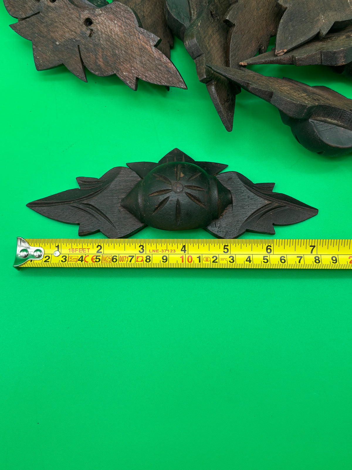 Antique Victorian Eastlake Carved Wood Drawer Pulls Floral Leaf Design Set of 8