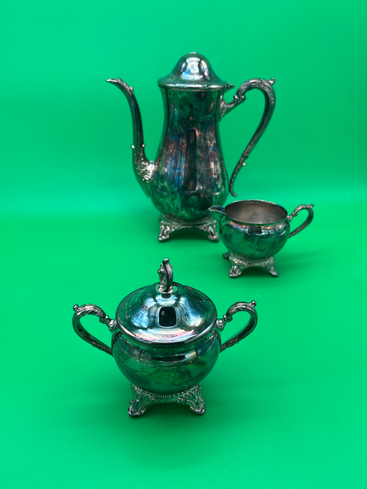 Vintage Barker Ellis England Silverplate 3-Piece Coffee / Tea Service