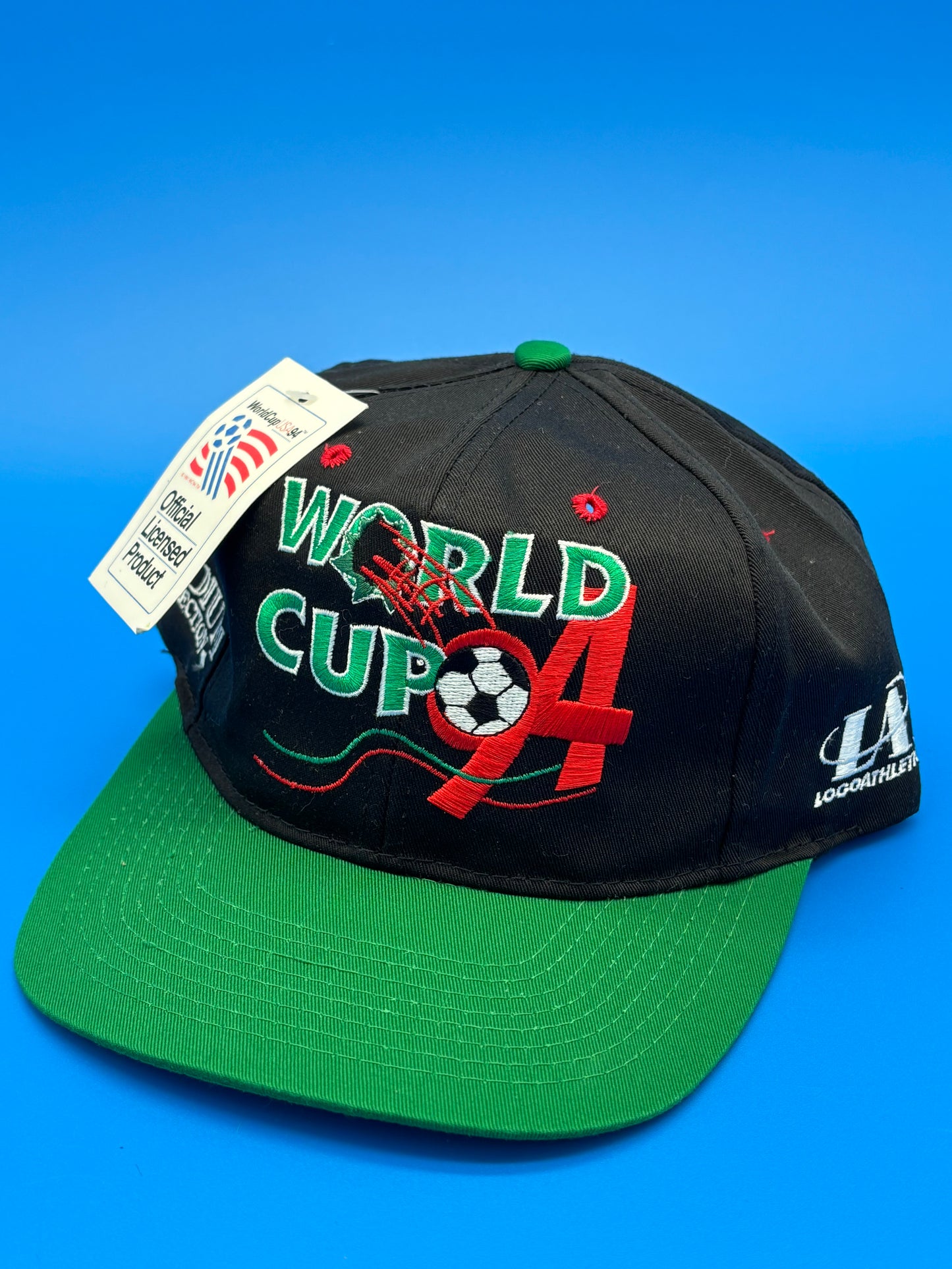 World Cup USA 1994 Football Soccer Cap Hat Vintage NWT Logo Athletic Men Black