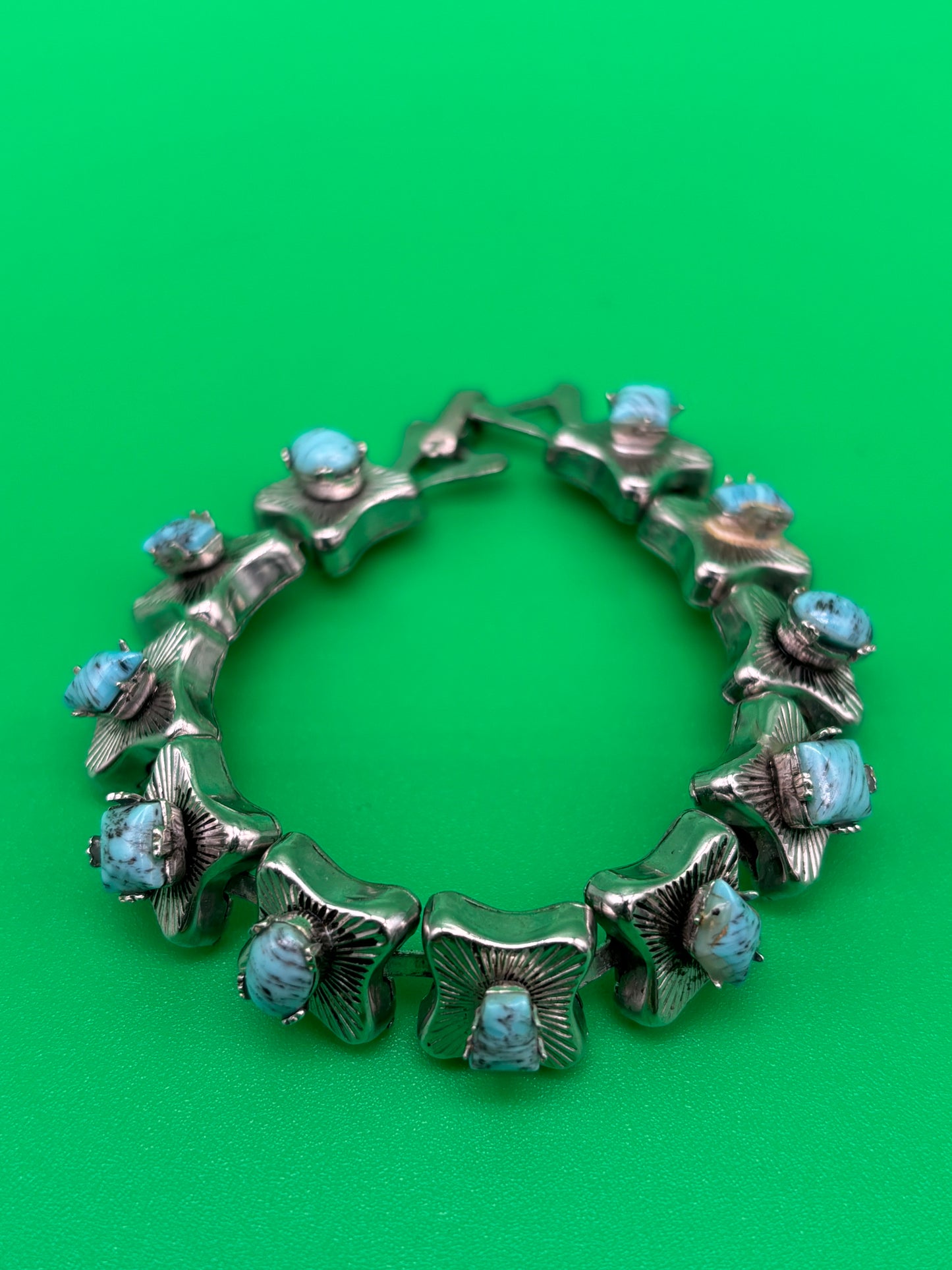 Vintage MCM High End Turquoise Tone 7" Bracelet