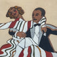 Vintage Mid Century Dancing Couple Art Reverse Painted Glass Art Deco Chrome Frame