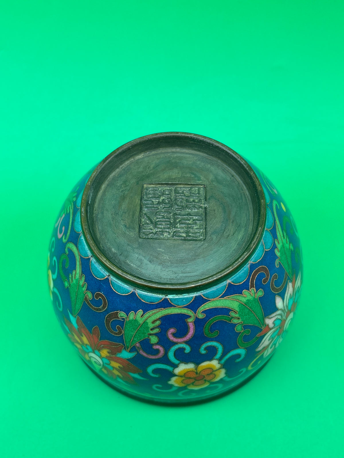 Chinese Cloisonne Enamel Copper Incense Burner Censer Qianlong Mark Floral
