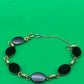 Art Deco 1/20 12K Gold Filled Black Onyx Oval Cabochon Link Bracelet 7”