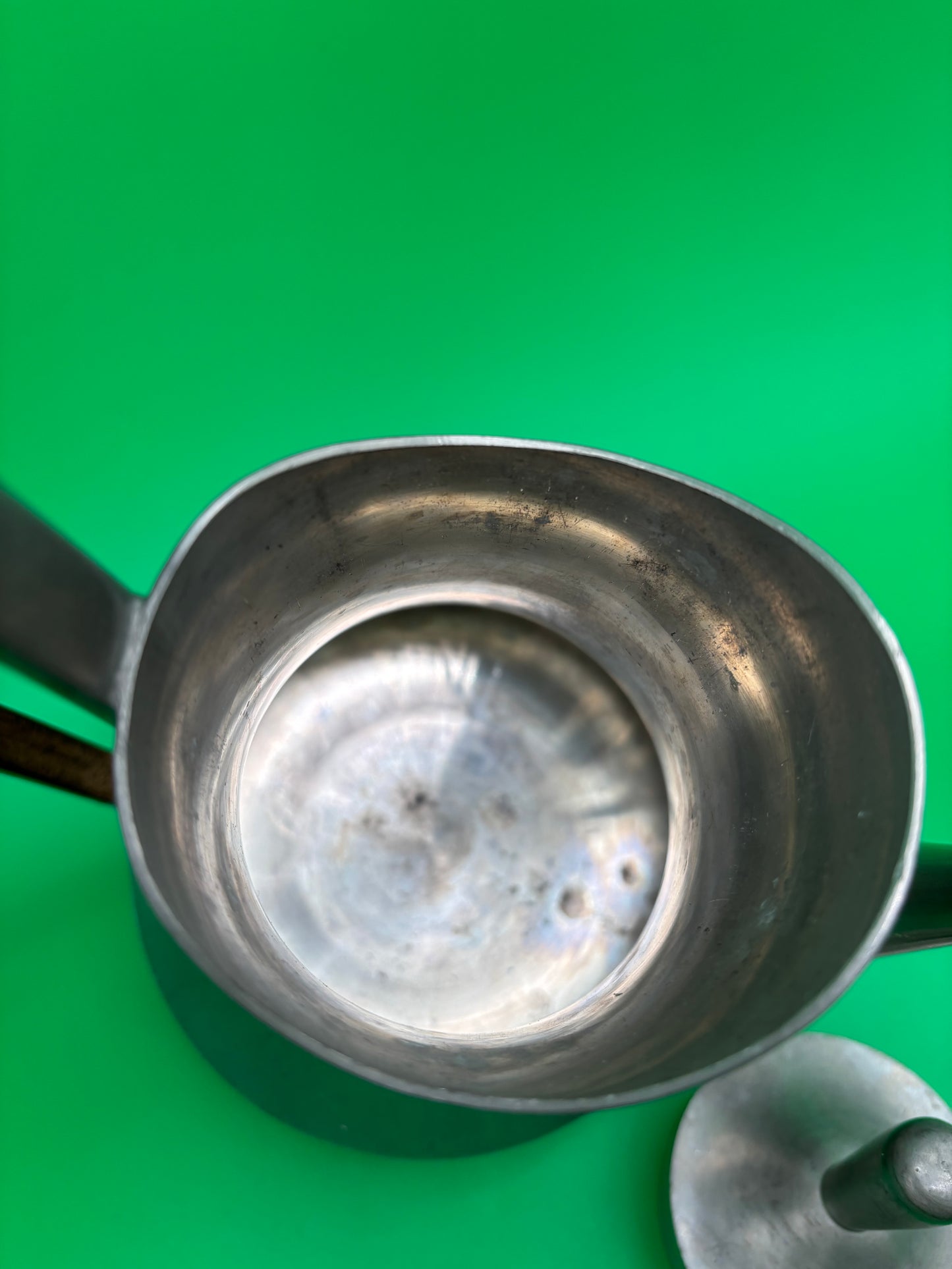 Vintage MCM Pewter Coffee Pot Wood Handle Danish Modern Style 1960s Wasundja