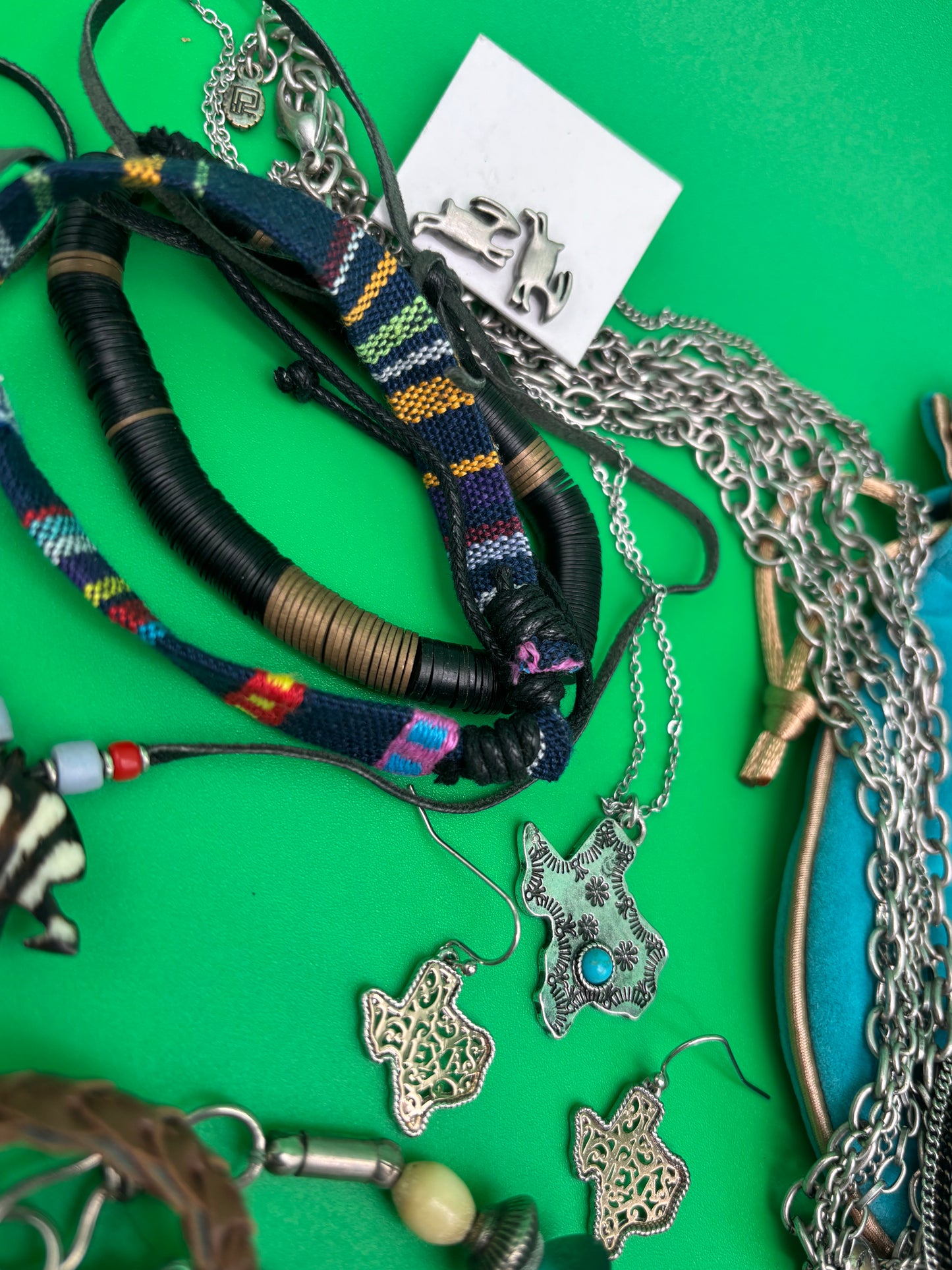Large Boho Southwestern Jewelry Lot Turquoise Tribal Silver Tone Statement Necklaces Bracelets