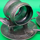 Antique Victorian Silverplate Figural Butterfly Napkin Rings Pair Art Nouveau