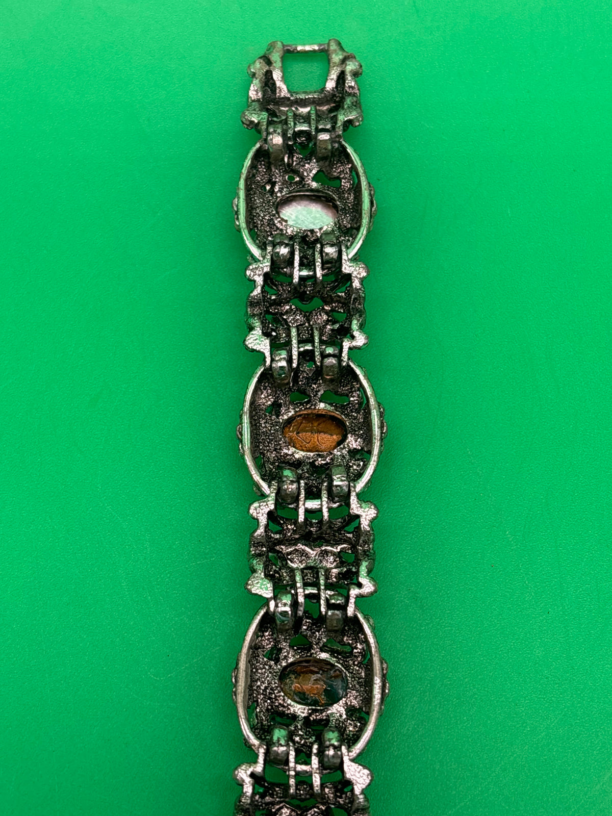 Vintage Unsigned Selro / Selini Style Blue Glass Rhinestone Statement Bracelet