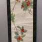 Vintage Chinese Lin Sheng Signed Silk Scroll Paintings Pair Birds Fruit 40”