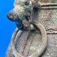 Chinese Archaistic Bronze Hu Vase Elephant Head Ring Handles Figural 11”