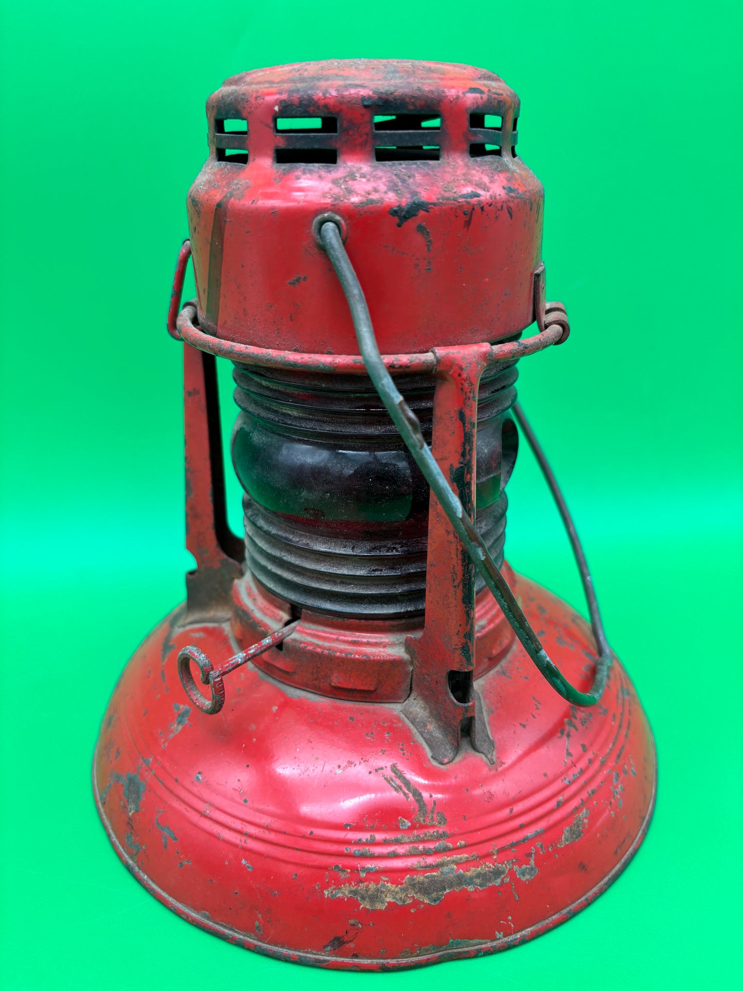 Vintage Dietz No. 0 Red Globe Kerosene Lantern Antique Tubular Railroad Barn Lamp