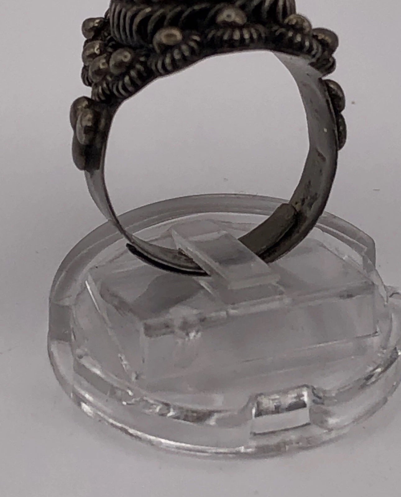 Vintage Taxco Sterling Silver Turquoise Poison Ring Adjustable 10.5g Size 6.5