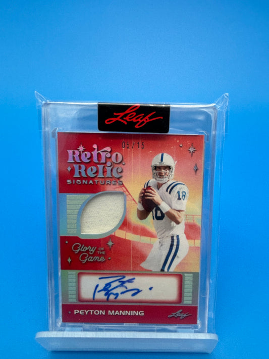 2025 Leaf Glory Of The Game Peyton Manning Retro 5/15 Auto Jersey Card Colts