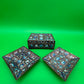 Vintage Chinese Cloisonne Enamel Jewelry Trinket Box & Matching Pair Dishes Floral Blue Brass Set