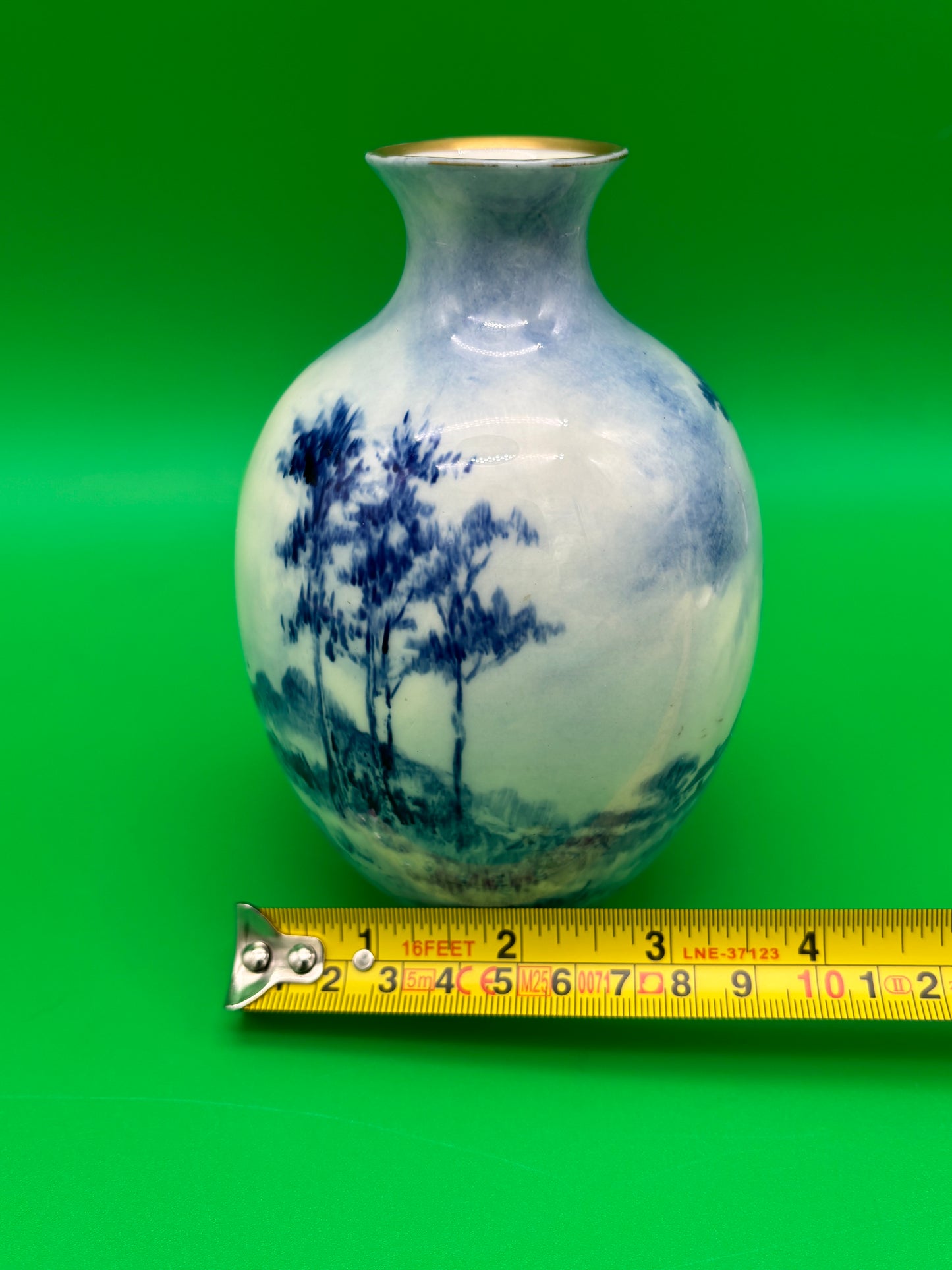 1889-1906 American Belleek Ceramic Art Co Early Lenox Blue Hand Painted Vase