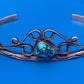 Vintage Sterling Silver Turquoise Cuff Bracelet Openwork Southwestern Design