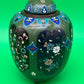Antique Japanese Cloisonne Enamel Lidded Ginger Jar Floral Tripod Feet 6.5”