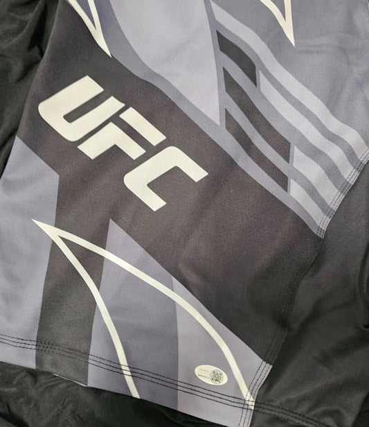 UFC Rampage MMA Fight Shorts Gray Black Size XL Signed