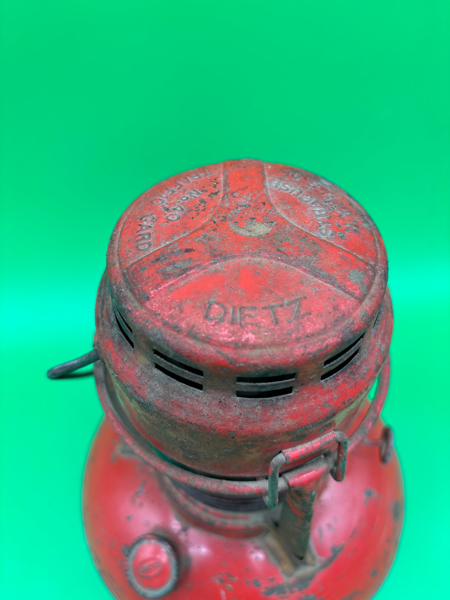 Vintage Dietz No. 0 Red Globe Kerosene Lantern Antique Tubular Railroad Barn Lamp